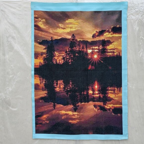 Reflected Sunset Cross Stitch Wall Art Embroidery Hand Made